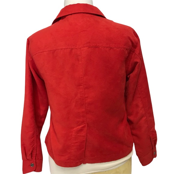 Chico’s Red Faux Suede Red Women’s Short Waisted Jacket sz1 (8/10) - Picture 2 of 9